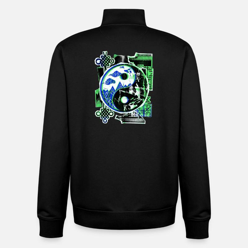 Yin et Yang asiatique - Sweat zippé unisexe en coton bio Stanley/Stella - noir