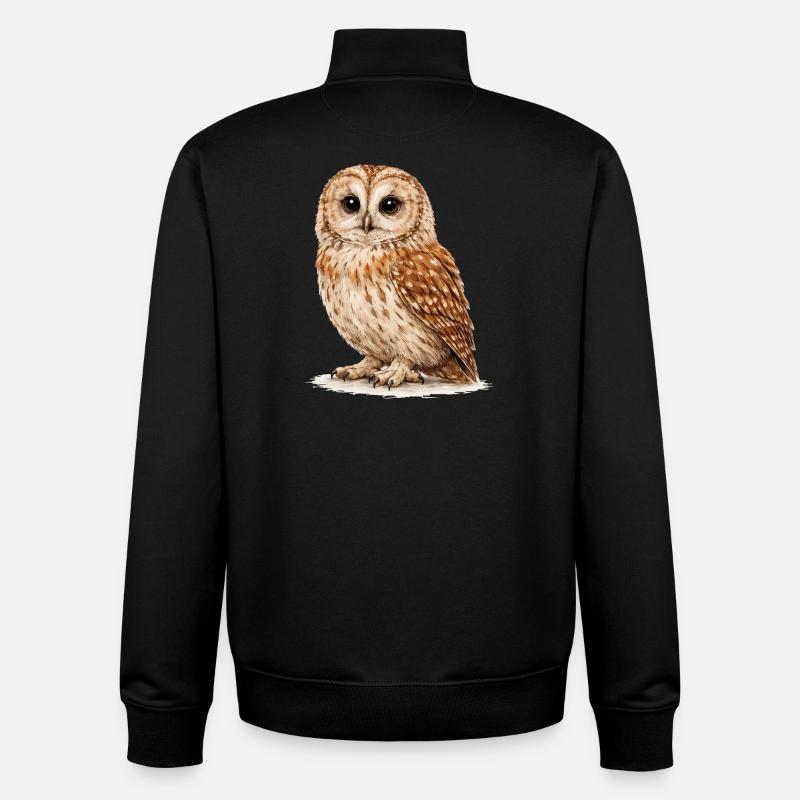 Aquarell Eule Nachtwald - Unisex Organic Zip Sweatshirt von Stanley/Stella - Schwarz