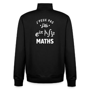 J'peux pas j'ai Maths - Sweat zippé unisexe en coton bio Stanley/Stella - noir - Dos - AI Model Male 185 light (185cm)
