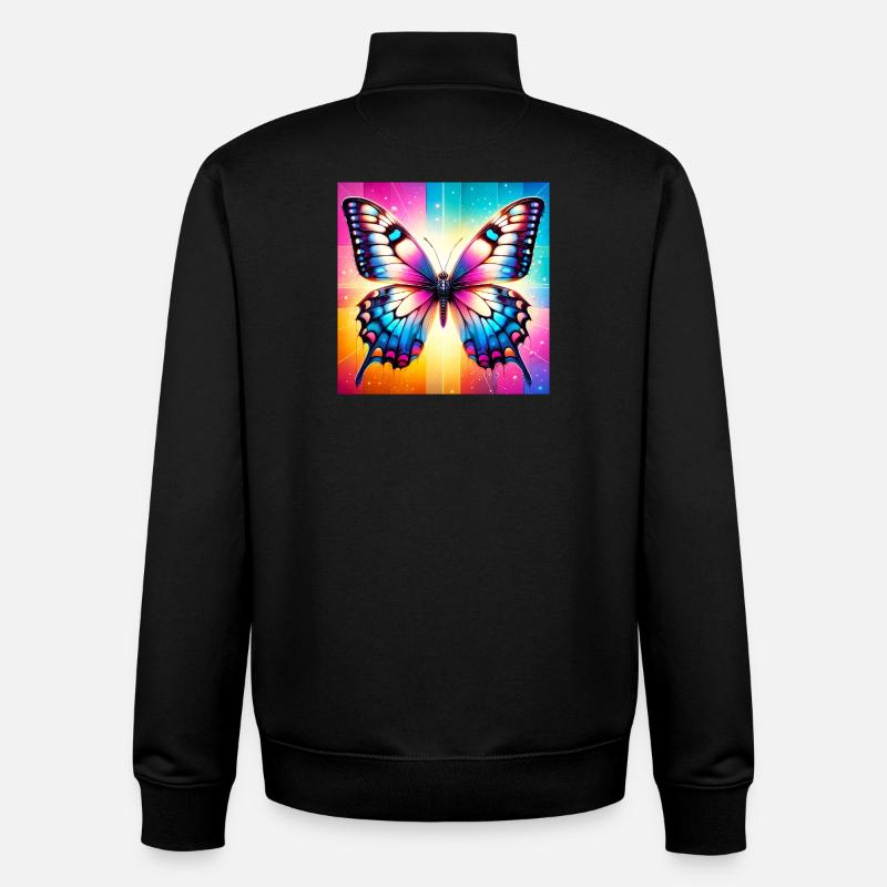 papillon - Sweat zippé unisexe en coton bio Stanley/Stella - noir