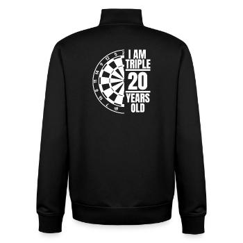 Ich bin dreimal 20 Jahre alt - Unisex Organic Zip Sweatshirt von Stanley/Stella - Schwarz - Hinten - AI Model Male 185 light (185cm)