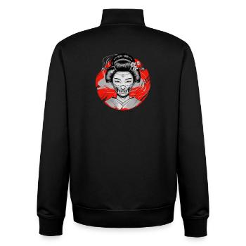 Geisha japonaise Oni Masque Yokai démoniaque - Sweat zippé unisexe en coton bio Stanley/Stella - noir - Dos - AI Model Male 185 light (185cm)