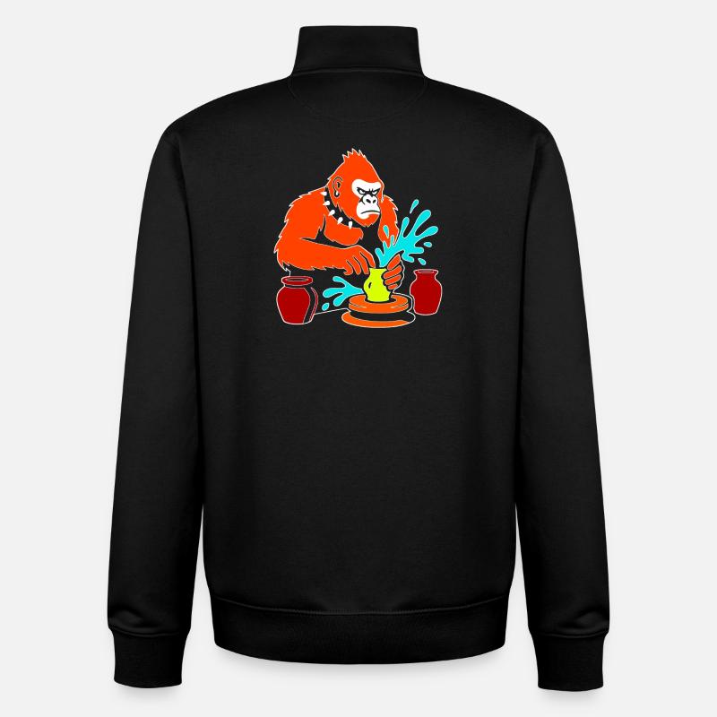 Gorilla Pottery Splash Studio - Unisex Organic Zip Sweatshirt by Stanley/Stella - black