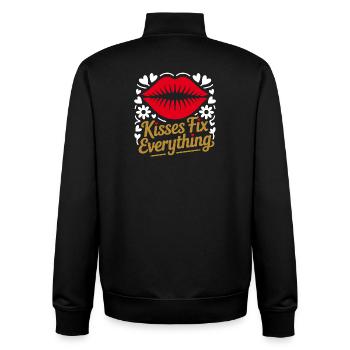 Kisses heal everything - Unisex Organic Zip Sweatshirt by Stanley/Stella - black - Back - AI Model Male 185 light (185cm)