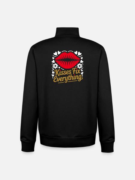Kisses heal everything - Unisex Organic Zip Sweatshirt by Stanley/Stella - black