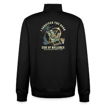 Lustiges Sonnenfinsternis Mallorca August 2026  - Unisex Organic Zip Sweatshirt von Stanley/Stella - Schwarz - Hinten - AI Model Male 185 light (185cm)