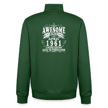 Birthday April 1961 Legendary Epic - Unisex Organic Zip Sweatshirt by Stanley/Stella - bottle green - Back - AI Model Male 185 dark (185cm)