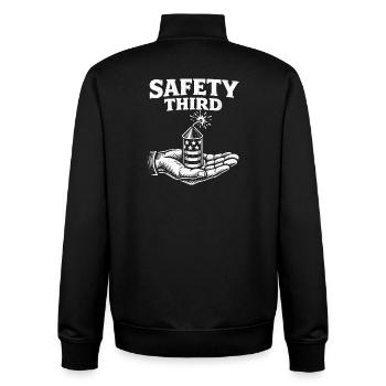 La sécurité avant tout ! Sarcastique du 4 juillet Sicherh - Sweat zippé unisexe en coton bio Stanley/Stella - noir - Dos - AI Model Male 185 light (185cm)