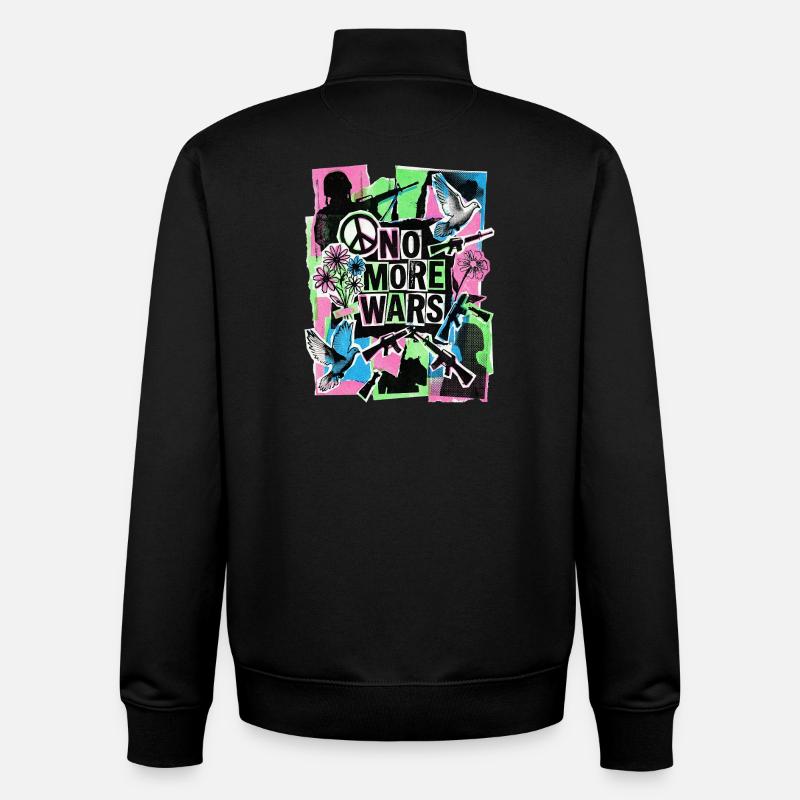 Paix : Plus jamais de guerre - Sweat zippé unisexe en coton bio Stanley/Stella - noir