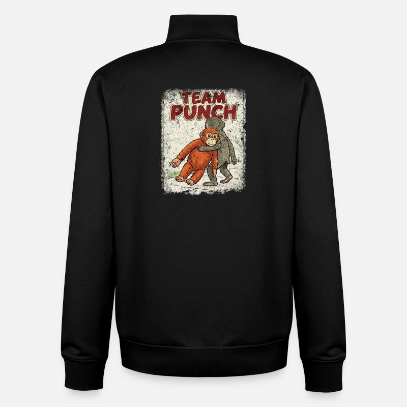 Team Punch Baby Monkey Punch - Unisex Organic Zip Sweatshirt by Stanley/Stella - black