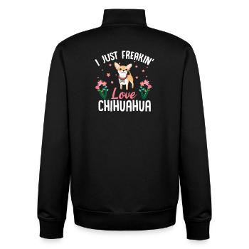 Ich liebe Chihuahua einfach verdammt sehr - Unisex Organic Zip Sweatshirt von Stanley/Stella - Schwarz - Hinten - AI Model Male 185 light (185cm)
