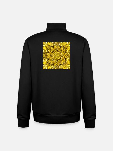 Yellow mandala radial pattern - Unisex Organic Zip Sweatshirt by Stanley/Stella - black