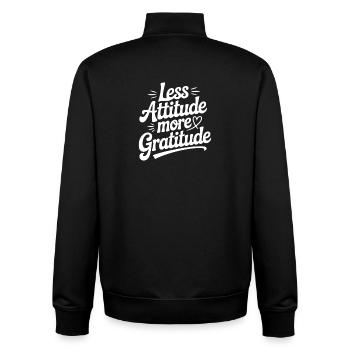 Less Attitude More Gratitude - Unisex Organic Zip Sweatshirt by Stanley/Stella - black - Back - AI Model Male 185 light (185cm)
