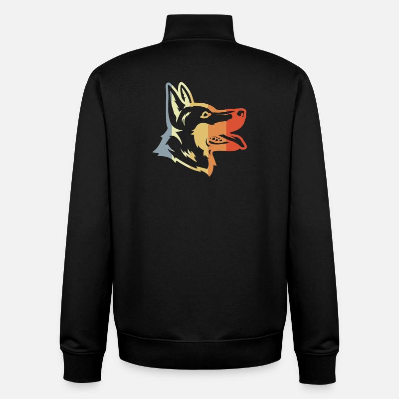 Vintage schæferhund - Stanley/Stella unisex sweatshirt med lynlås i økologisk - sort