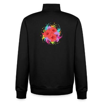 Hibiscus color explosion - Unisex Organic Zip Sweatshirt by Stanley/Stella - black - Back - AI Model Male 185 light (185cm)