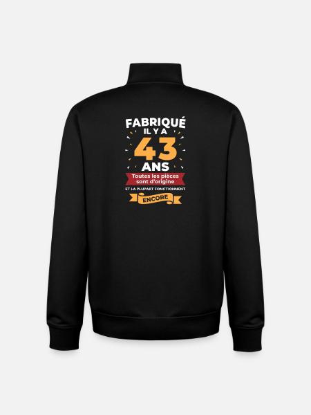 43 Ans Pièces d’origine - Sweat zippé unisexe en coton bio Stanley/Stella - noir
