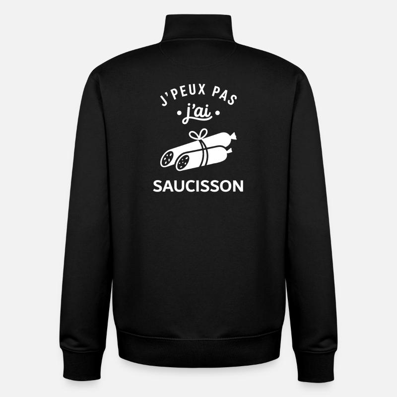J'peux pas j'ai saucisson - Sweat zippé unisexe en coton bio Stanley/Stella - noir
