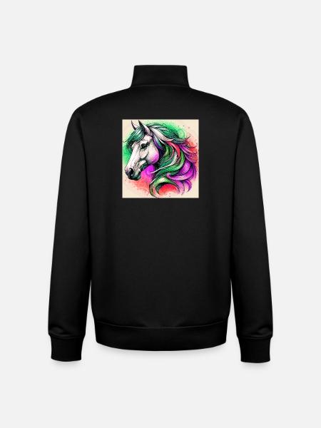 cheval - Sweat zippé unisexe en coton bio Stanley/Stella - noir