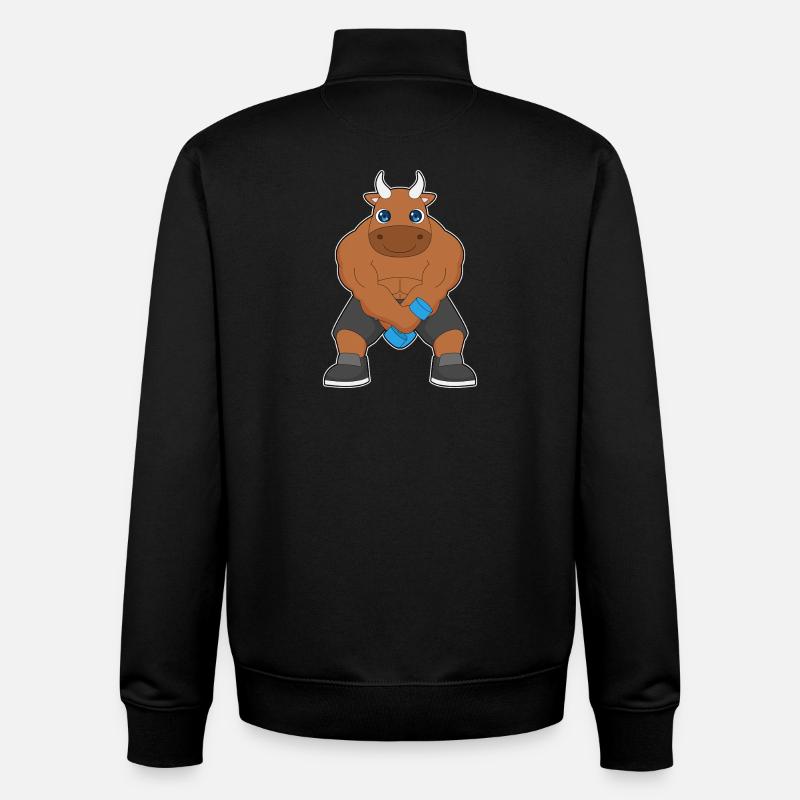Taurus Bodybuilder Dumbbell Bodybuilding - Unisex Organic Zip Sweatshirt by Stanley/Stella - black