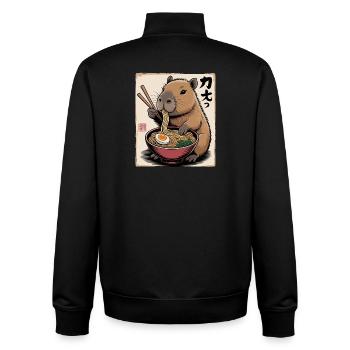Capybara Ramen Feast - Unisex Organic Zip Sweatshirt by Stanley/Stella - black - Back - AI Model Male 185 light (185cm)