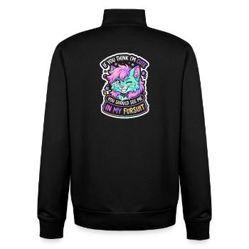 Kätzchen im Fursuit Regenbogen - Unisex Organic Zip Sweatshirt von Stanley/Stella - Schwarz - Hinten - AI Model Male 185 light (185cm)
