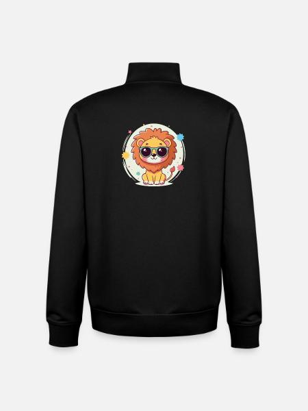 Cute Lion Sunglasses - Unisex Organic Zip Sweatshirt by Stanley/Stella - black