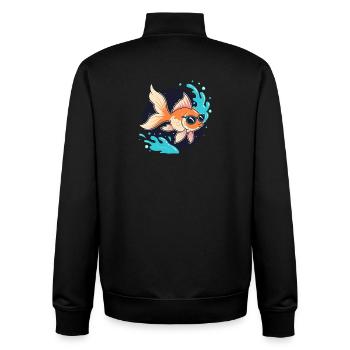Retro Golden Fish Glasses - Unisex Organic Zip Sweatshirt by Stanley/Stella - black - Back - AI Model Male 185 light (185cm)