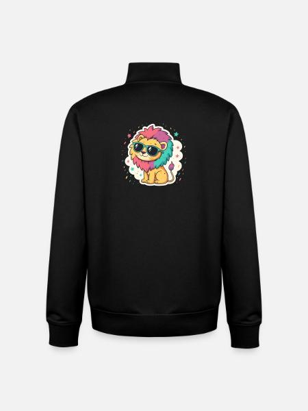Rainbow Lion With Glasses - Unisex Organic Zip Sweatshirt by Stanley/Stella - black