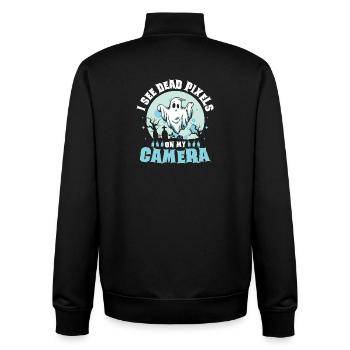 Geisterjäger Halloween Englisch Spruch - Unisex Organic Zip Sweatshirt von Stanley/Stella - Schwarz - Hinten - AI Model Male 185 light (185cm)