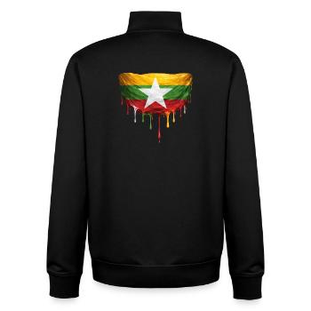 Myanmar Flag Drop Art - Unisex Organic Zip Sweatshirt by Stanley/Stella - black - Back - AI Model Male 185 light (185cm)