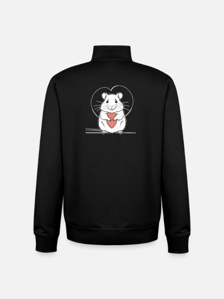 Heart Hamster Love Design - Unisex Organic Zip Sweatshirt by Stanley/Stella - black