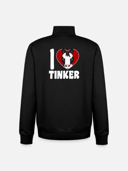 I Love Tinker Horses - Heart - Unisex Organic Zip Sweatshirt by Stanley/Stella - black