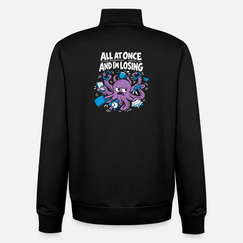 Pieuvre drôle surstimulée - Sweat zippé unisexe en coton bio Stanley/Stella - noir