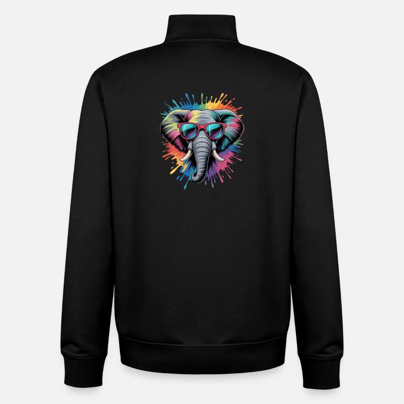 Bunter Elefant Wasserfarben Spritzer - Unisex Organic Zip Sweatshirt von Stanley/Stella - Schwarz