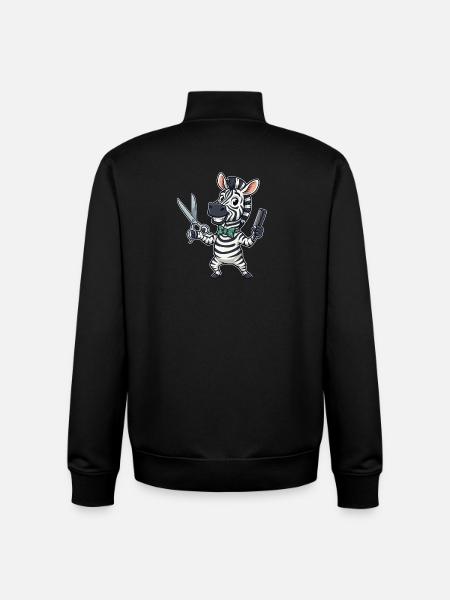 Zebra Friseur Cartoon - Unisex Organic Zip Sweatshirt von Stanley/Stella - Schwarz