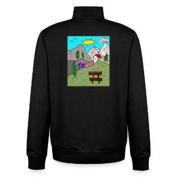 Alpes Escargots Lettres Montagnes Alm Facteur - Sweat zippé unisexe en coton bio Stanley/Stella - noir - Dos - AI Model Male 185 light (185cm)