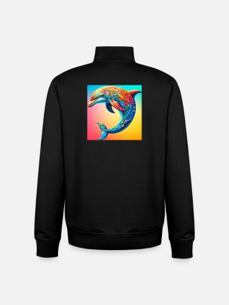 dolphin - Unisex Organic Zip Sweatshirt by Stanley/Stella - black