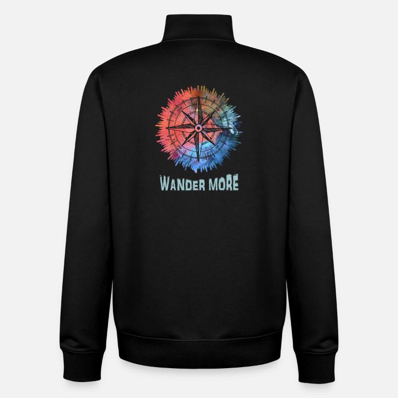 Wander More Compass Tie-Dye - Unisex Organic Zip Sweatshirt by Stanley/Stella - black