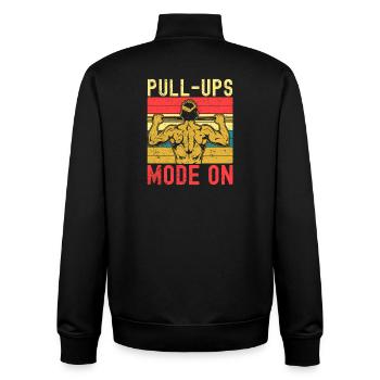 Fitness Fanatics Pull-Ups Mode On Calisthenics Gym - Unisex Organic Zip Sweatshirt by Stanley/Stella - black - Back - AI Model Male 185 light (185cm)