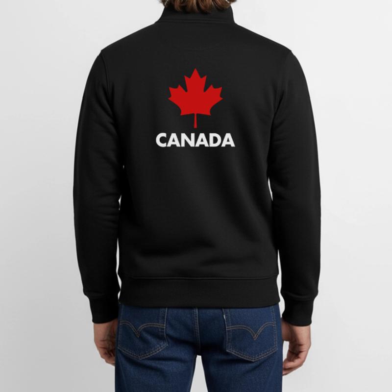 Red Maple Leaf Canada Emblem Tee Unisex Organic Zip Sweatshirt by Stanley/Stella