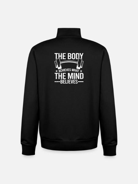 Mind Believes, Body Achieves - Unisex Organic Zip Sweatshirt by Stanley/Stella - black