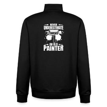 Unterschätze nie einen alten Maler - Unisex Organic Zip Sweatshirt von Stanley/Stella - Schwarz - Hinten - AI Model Male 185 light (185cm)