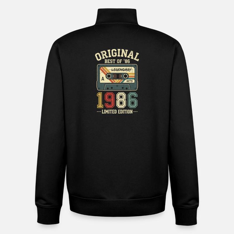 40e anniversaire de la cassette rétro originale de 1986 - Sweat zippé unisexe en coton bio Stanley/Stella - noir