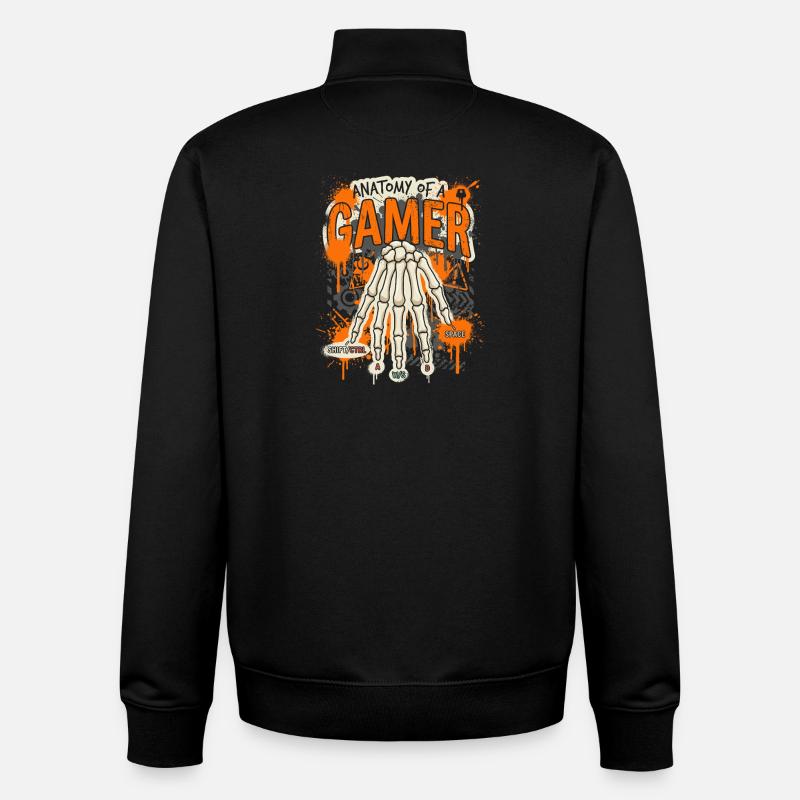 Anatomie d’un joueur - Sweat zippé unisexe en coton bio Stanley/Stella - noir