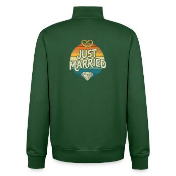 Just Married Retro Rainbow - Unisex Organic Zip Sweatshirt by Stanley/Stella - bottle green - Back - AI Model Male 185 dark (185cm)