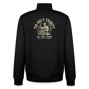 Holy Trinity Mechanic Print - Unisex Organic Zip Sweatshirt by Stanley/Stella - black - Back - AI Model Male 185 light (185cm)
