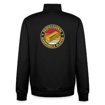 Funny Harmonica Player Professional Harmonica - Unisex Organic Zip Sweatshirt von Stanley/Stella - Schwarz - Hinten - AI Model Male 185 light (185cm)