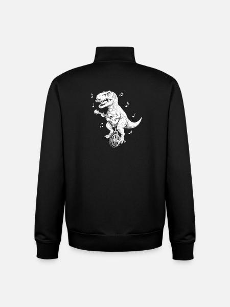 T-Rex Unicycle Music Illustration - Unisex Organic Zip Sweatshirt by Stanley/Stella - black
