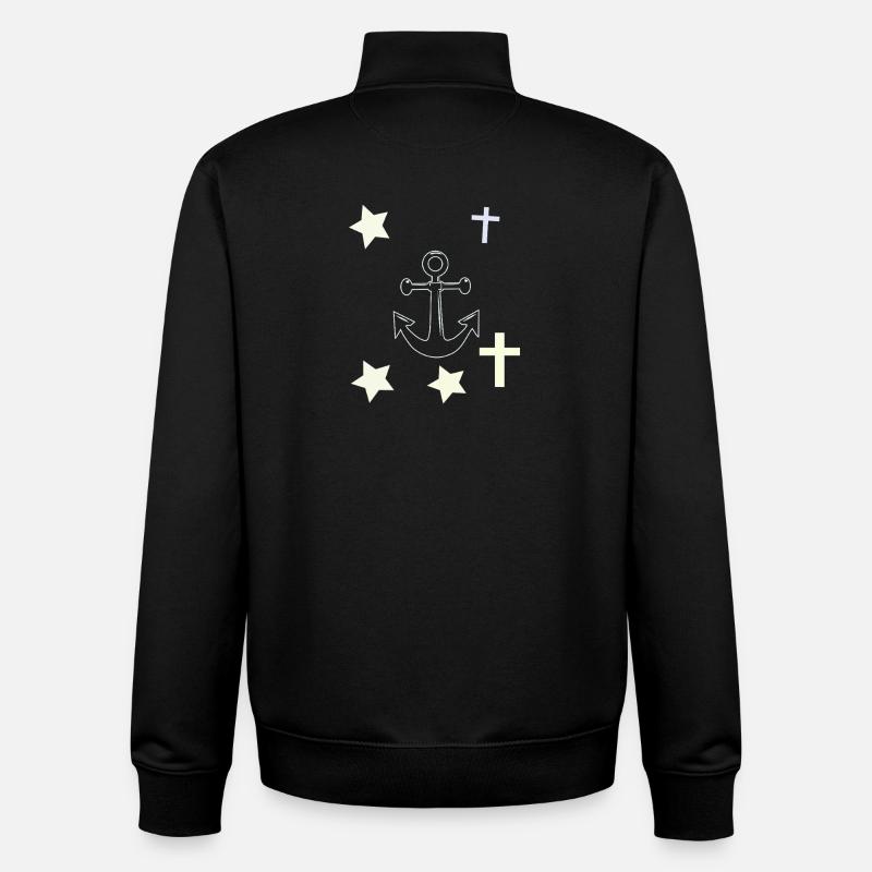 Ancres, étoiles et croix - Sweat zippé unisexe en coton bio Stanley/Stella - noir
