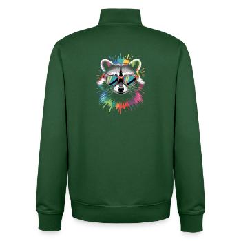 Raccoon Color Explosion - Unisex Organic Zip Sweatshirt by Stanley/Stella - bottle green - Back - AI Model Male 185 dark (185cm)